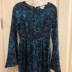 Paisley Print Bell Sleeve Dress